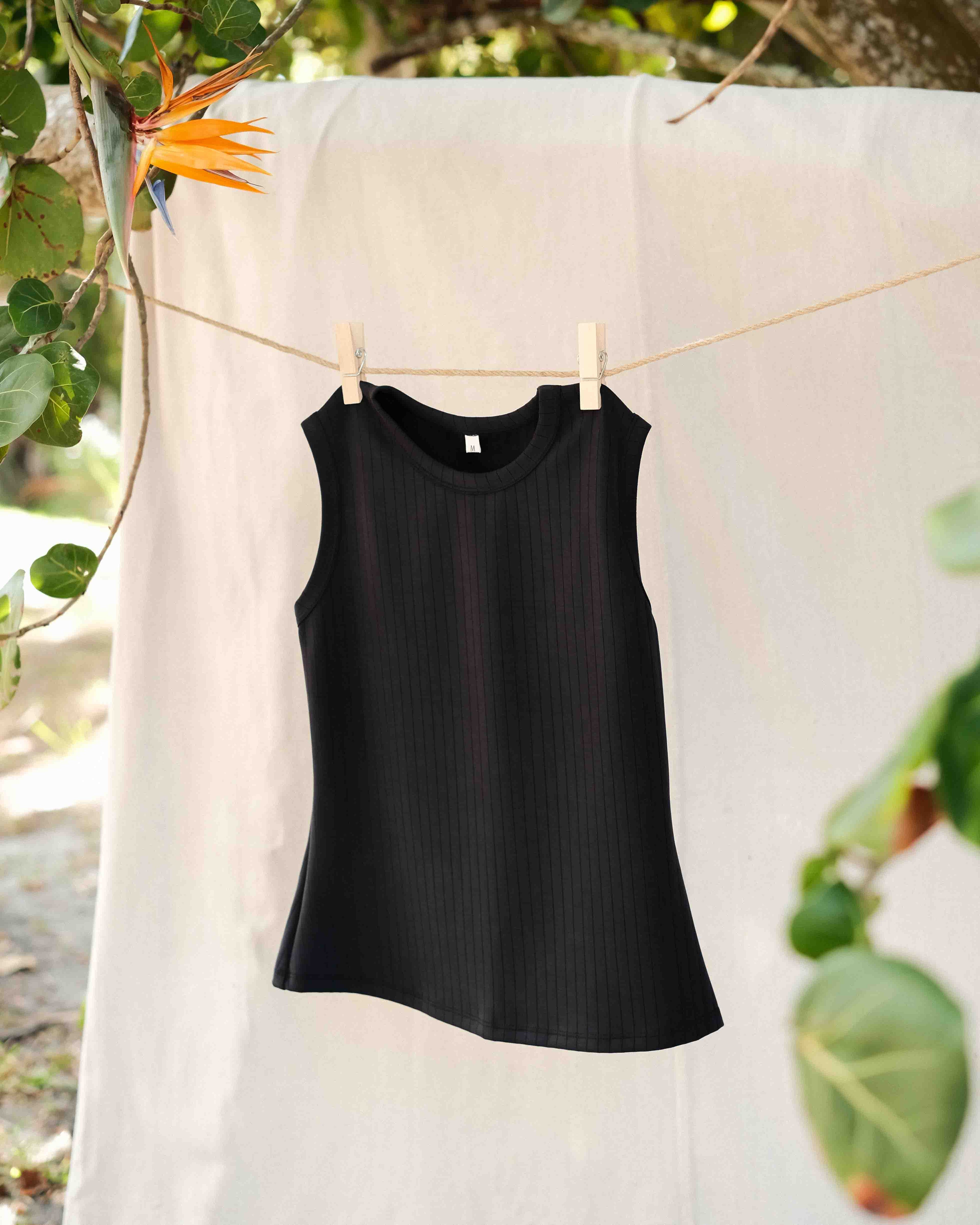 Classic Wide-Ribbed Tank Smokey Black