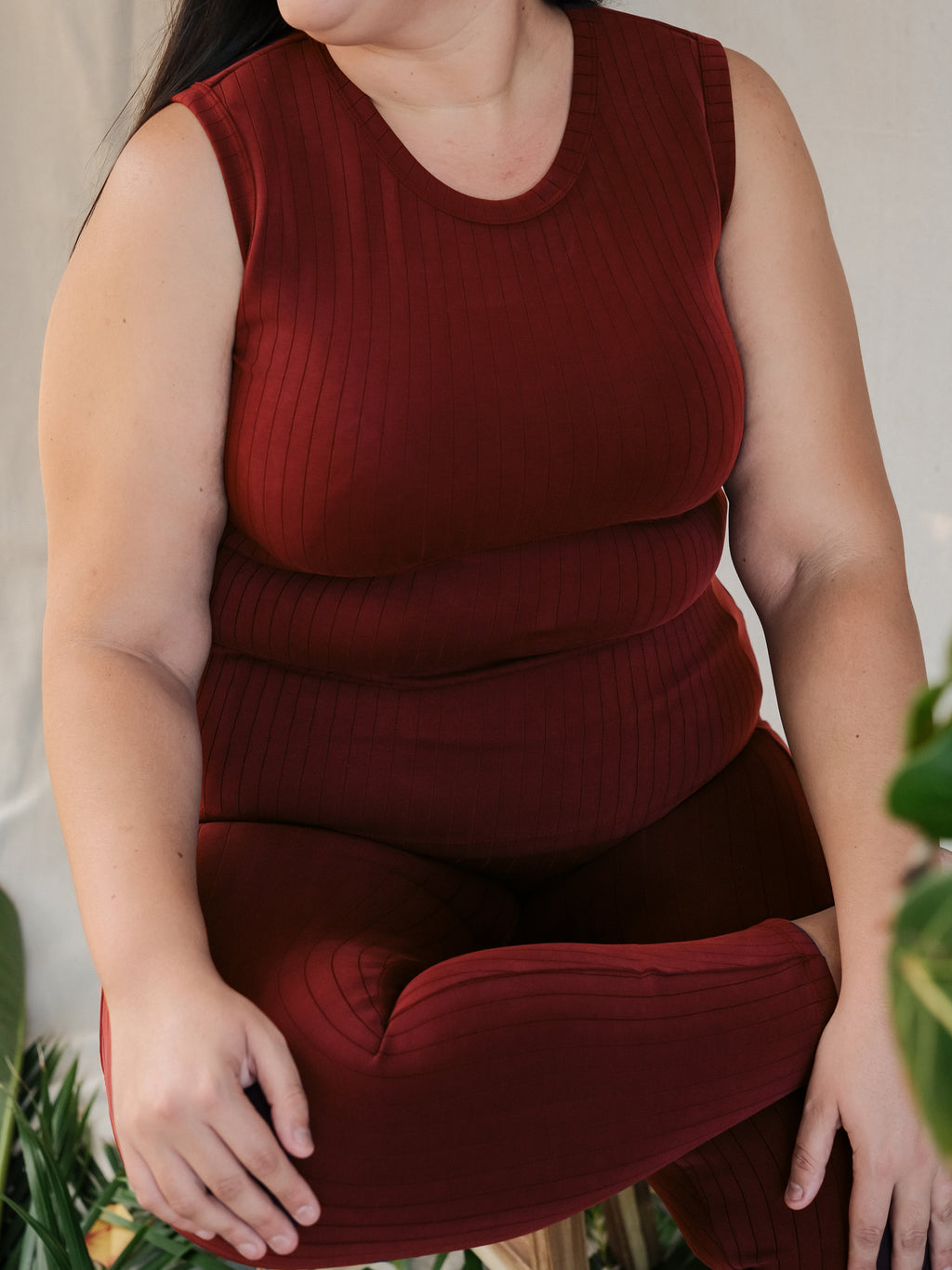 Classic Wide-Ribbed Tank Sangria