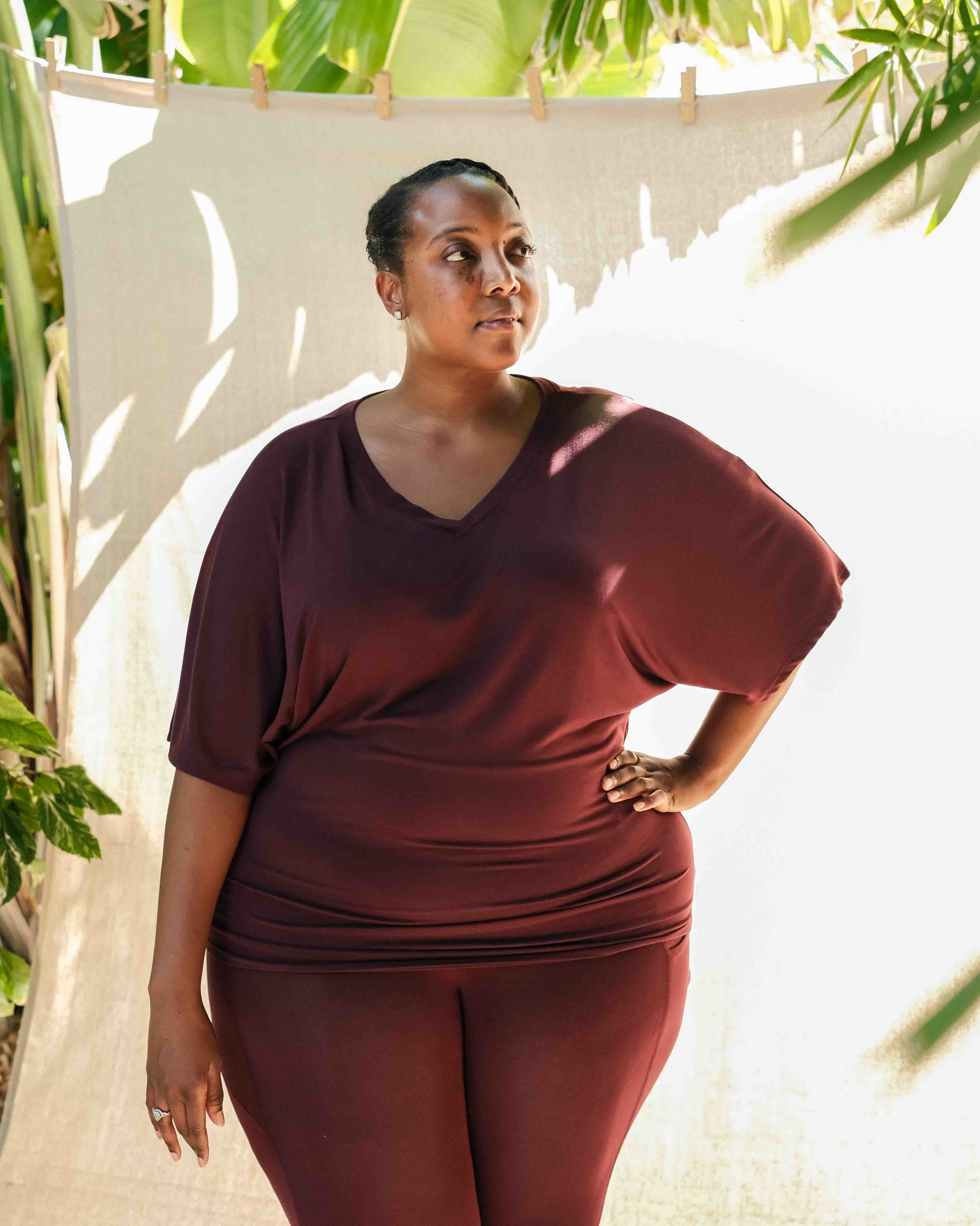 Phoenix Rising Dolman Flow Top Burgundy