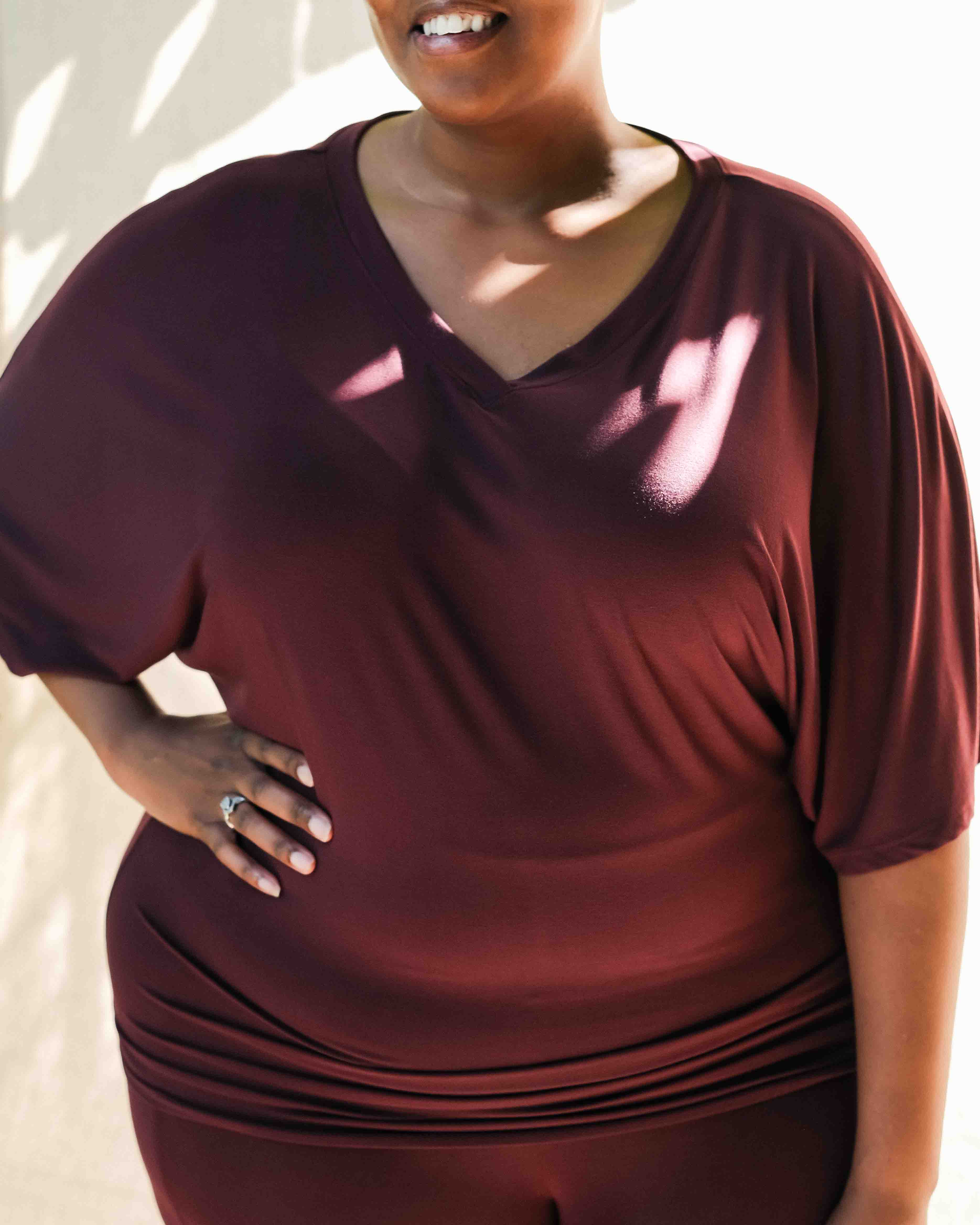 Phoenix Rising Dolman Flow Top Burgundy