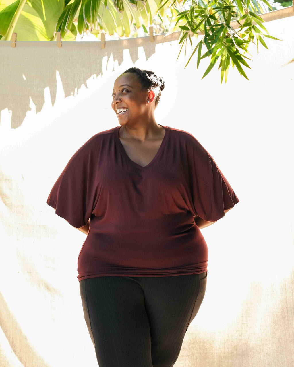 Phoenix Rising Dolman Flow Top Burgundy