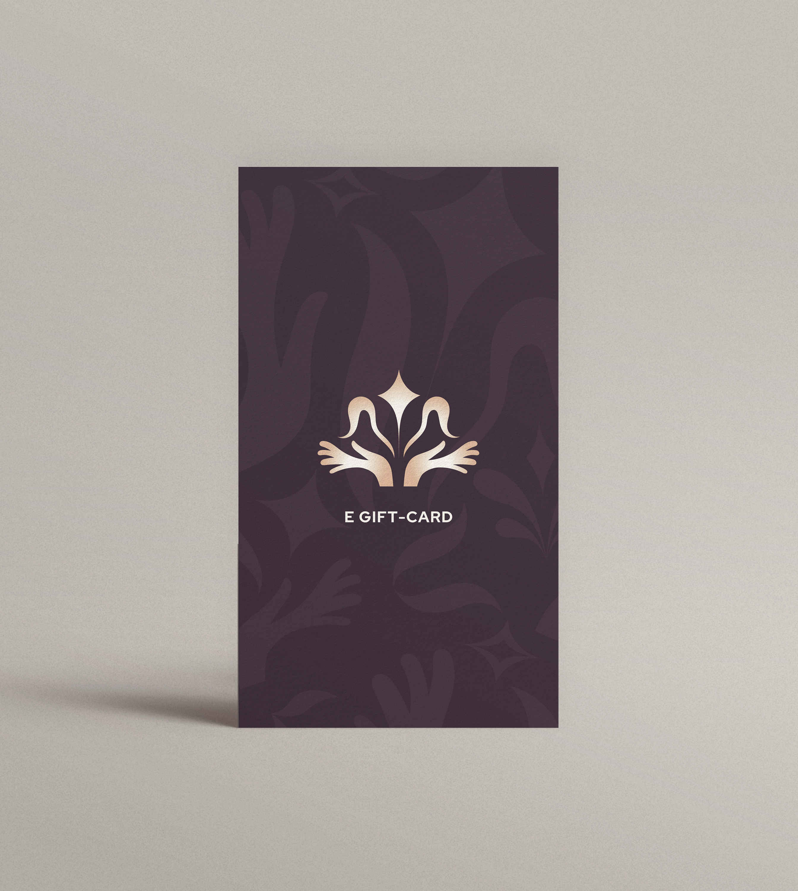 E-gift card with a floral design on a dark purple background